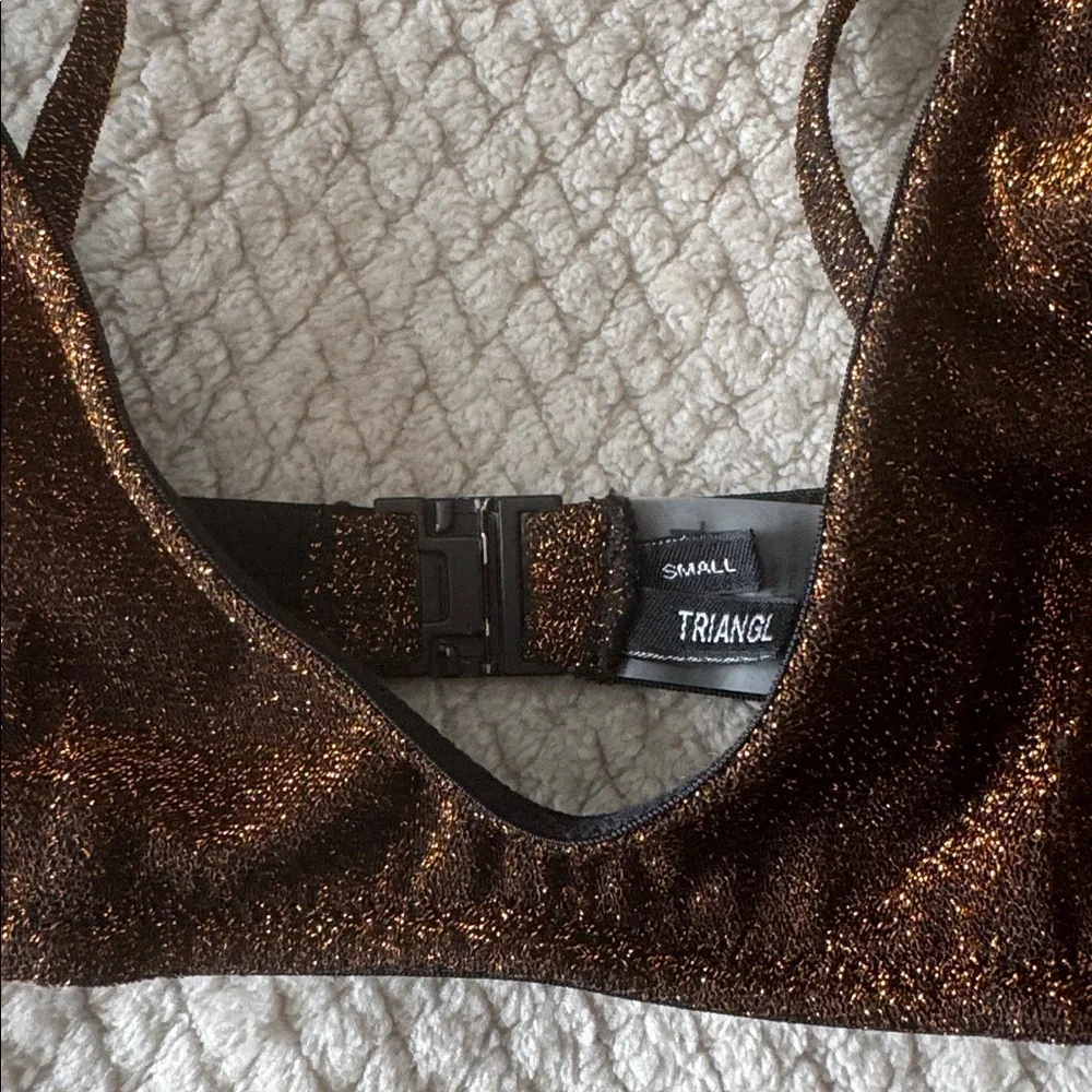 Triangl Swimwear Honey Sparkle Glittering Bronze Bikini Top size Small
